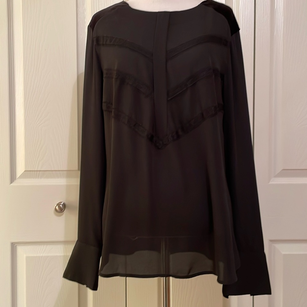 Ann Taylor black mixed media top size 8.